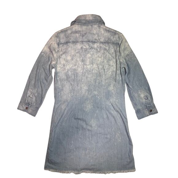7 For All Mankind Shirt Dress Womens Medium Blue Denim Faded Washed Button Up - Picture 2 of 10